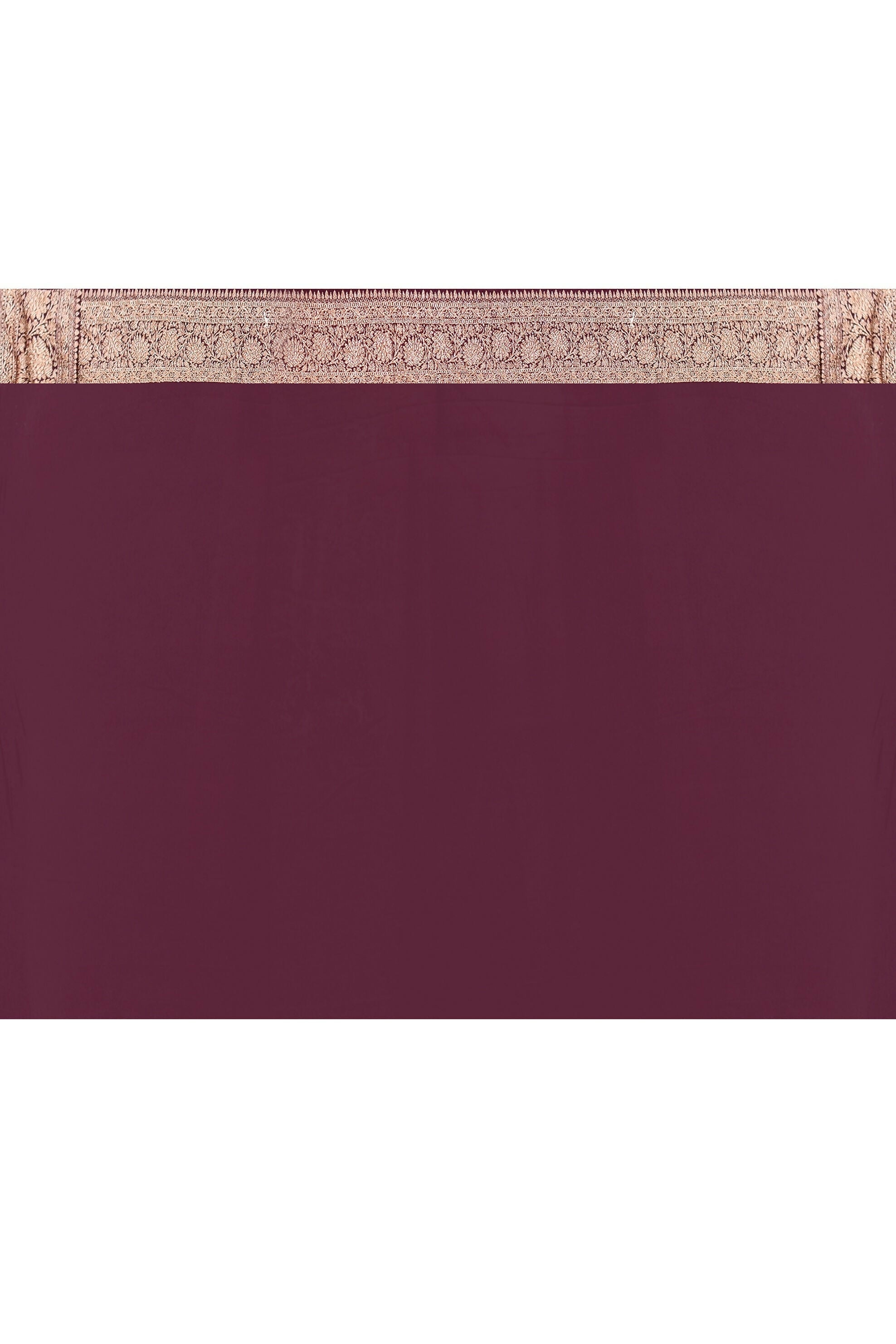 Nude Pink Crepe Chiffon Pure Handloom Banarasi Silk Saree