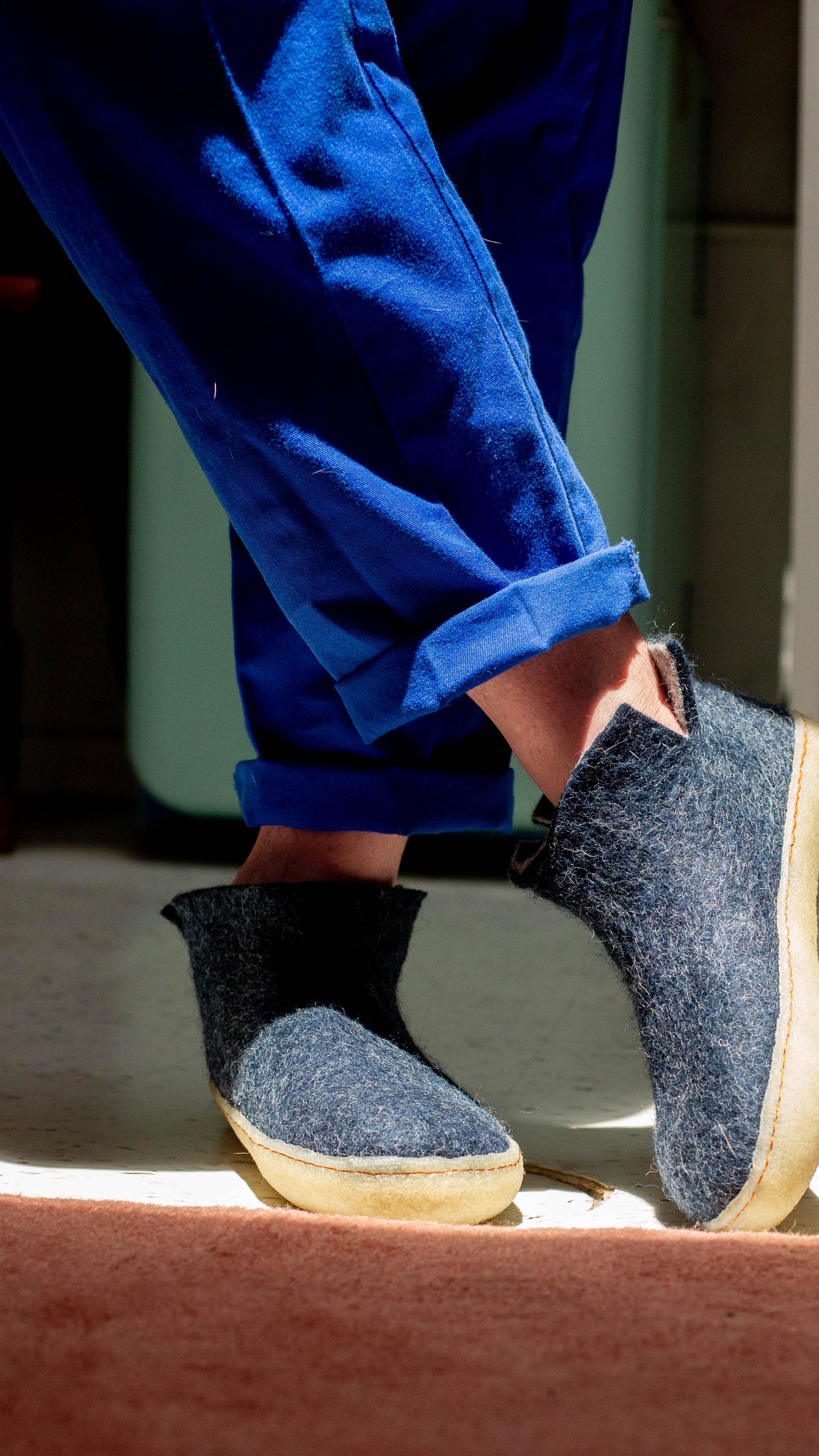 Women's Classic Navy Wool Boot with Durable Rubber Sole