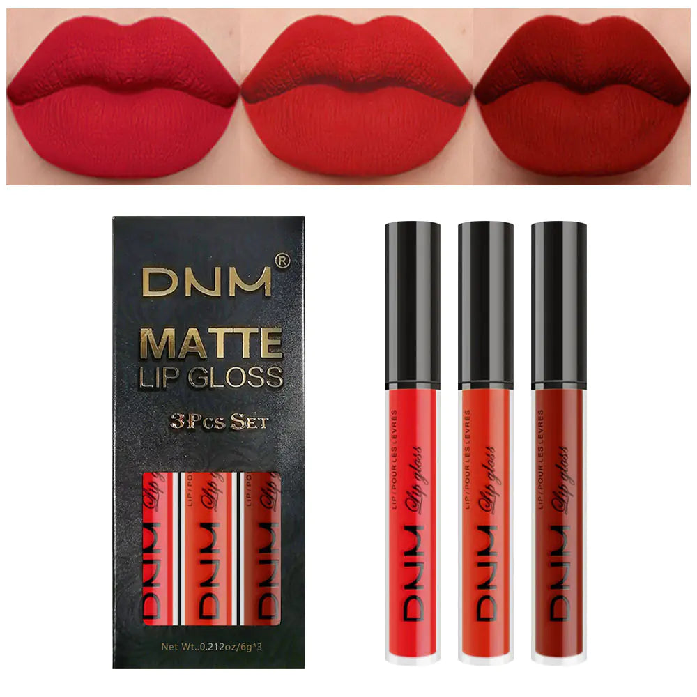 DNM Non-Stick Lip Gloss 3-Piece Set - Matte Metallic