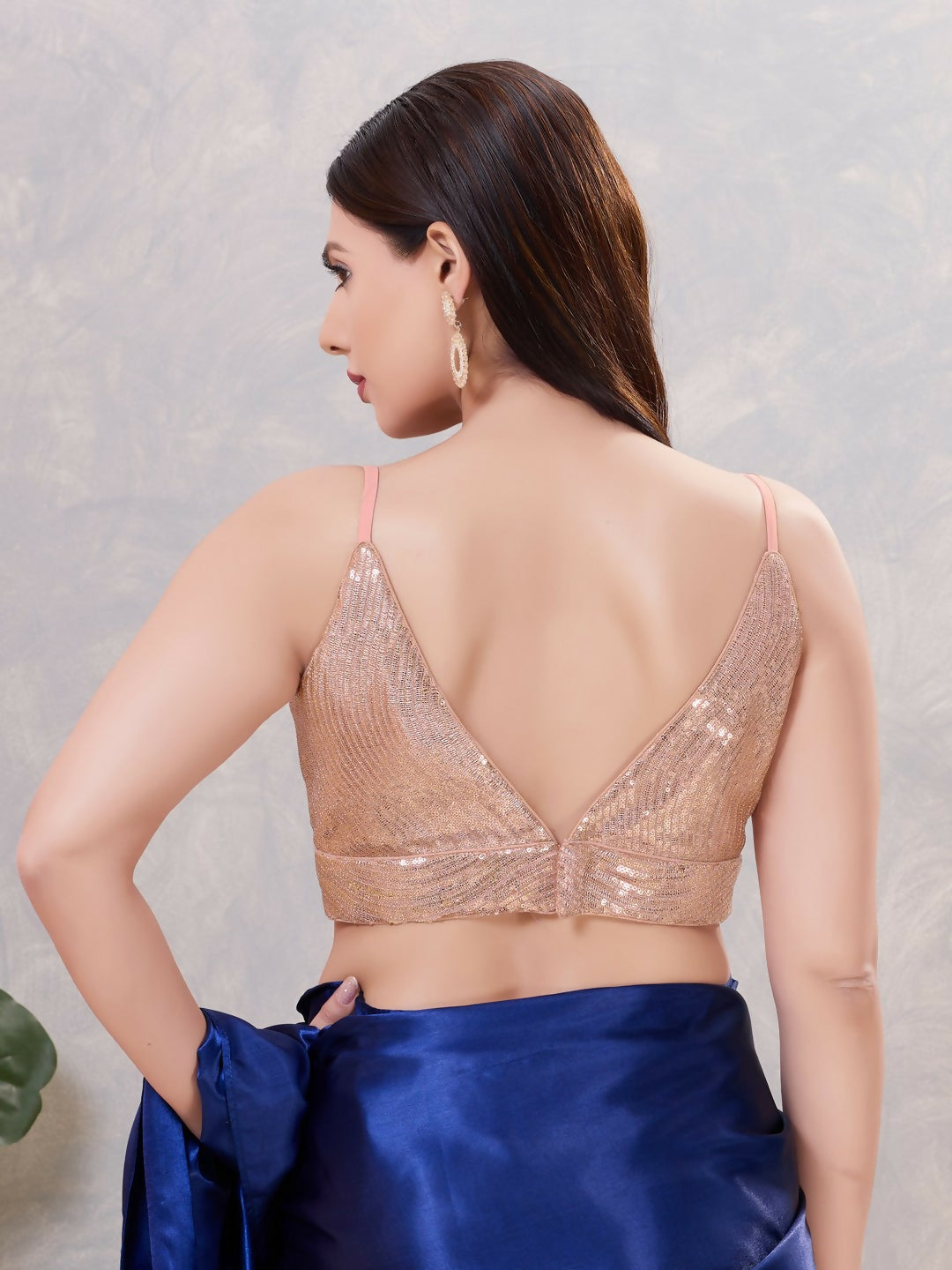 Women's Sequin Rose-Gold Stitched Blouse for Evening Wear