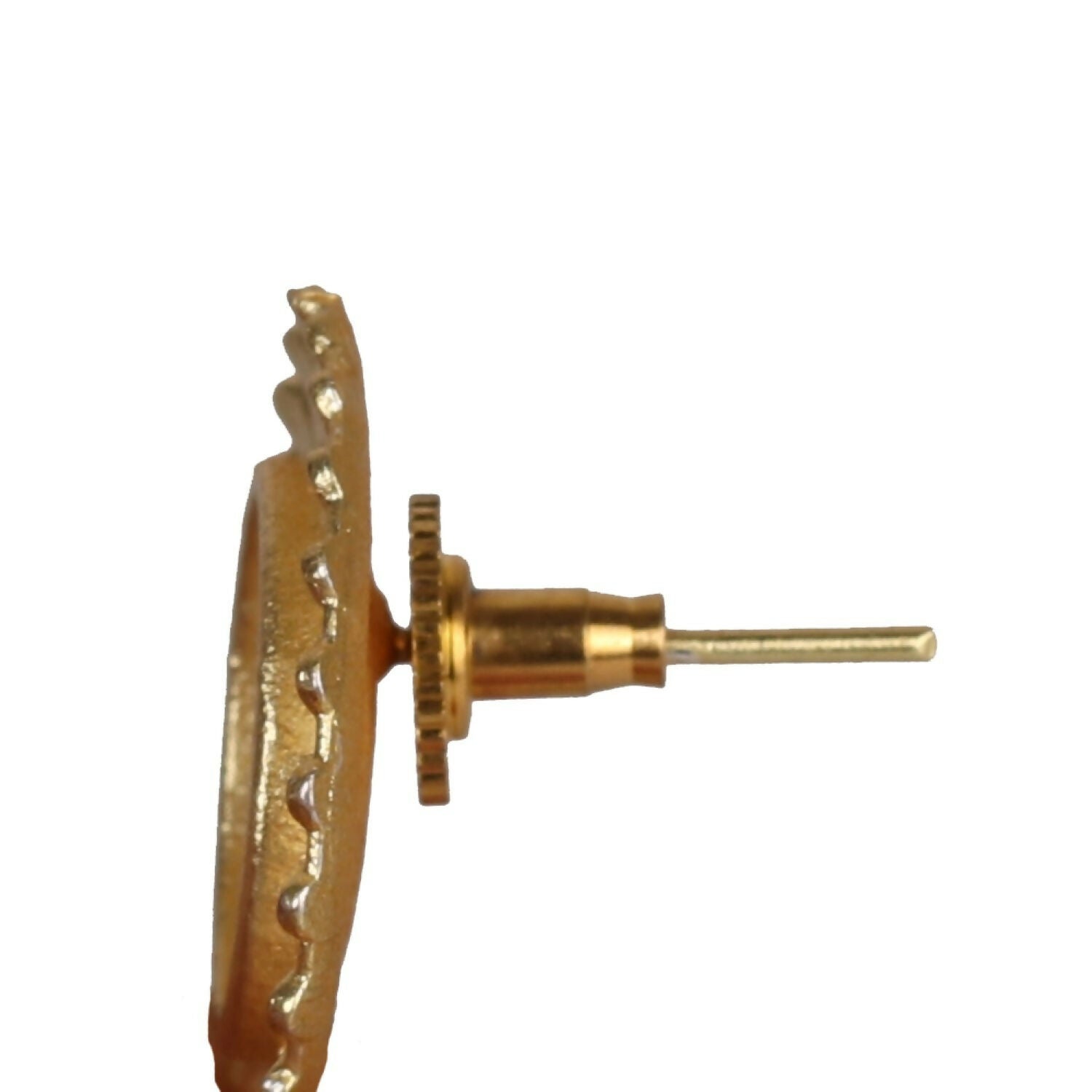 Matte Gold Brass Drop Earrings with Intricate Handcrafted Detailing