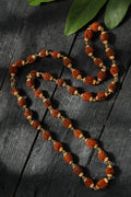 Joharkamal Gold-Polished long Rudraksha mala necklace in a traditional temple jewelry style