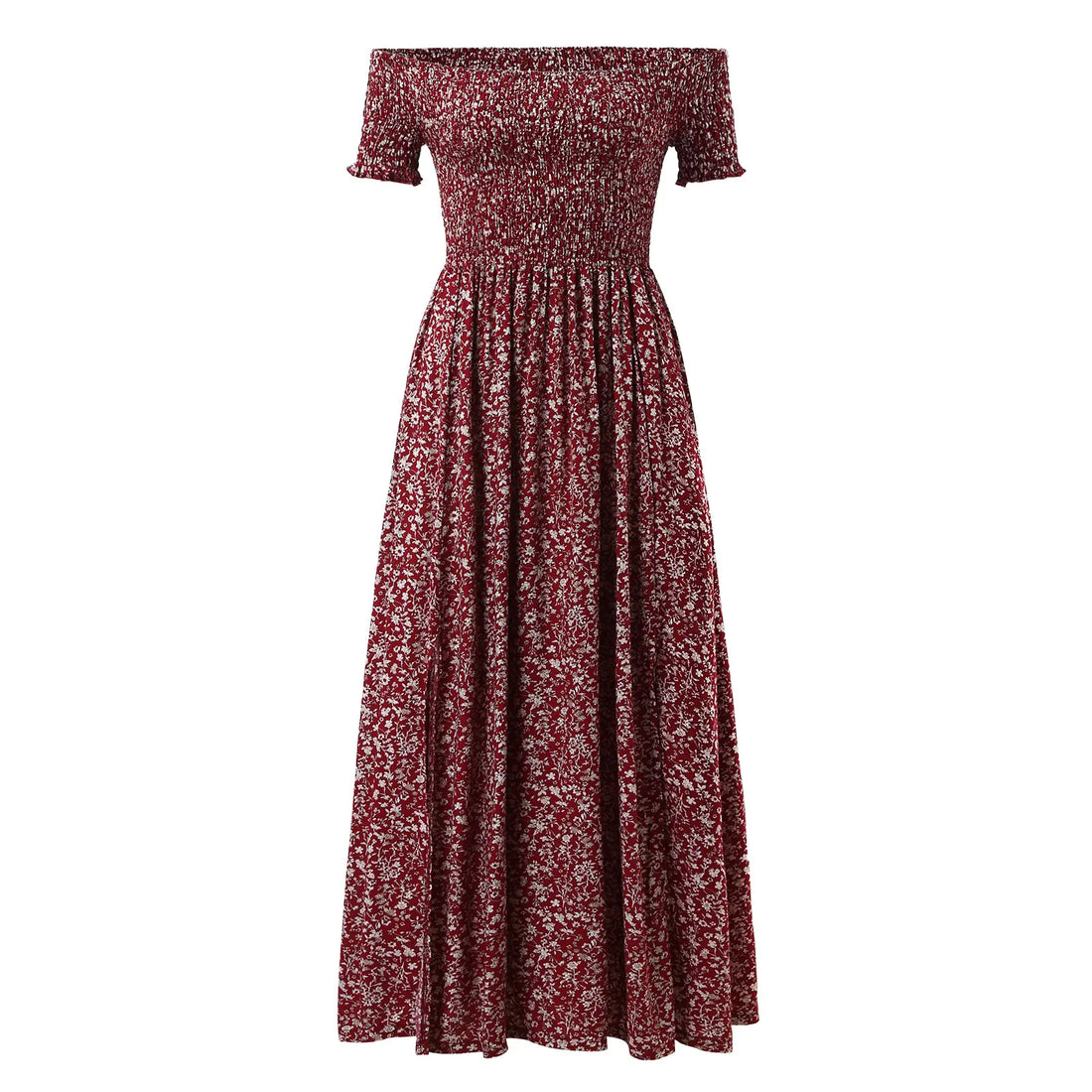 Plus Size Floral Print Off-Shoulder Summer Dress