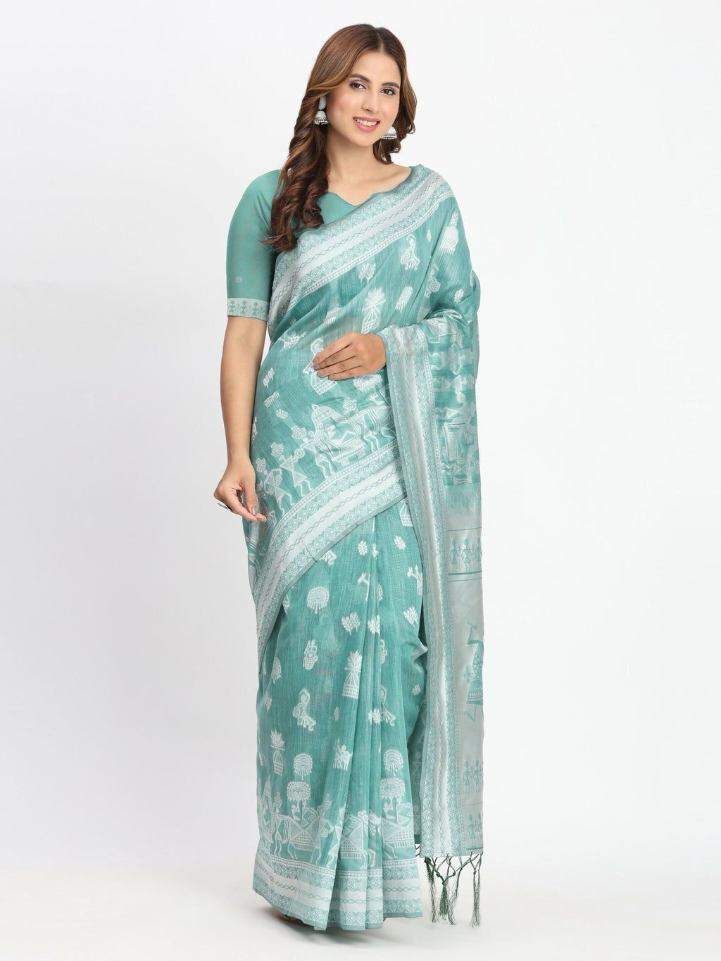 Mustard Linen Cotton Saree with Matching Blouse