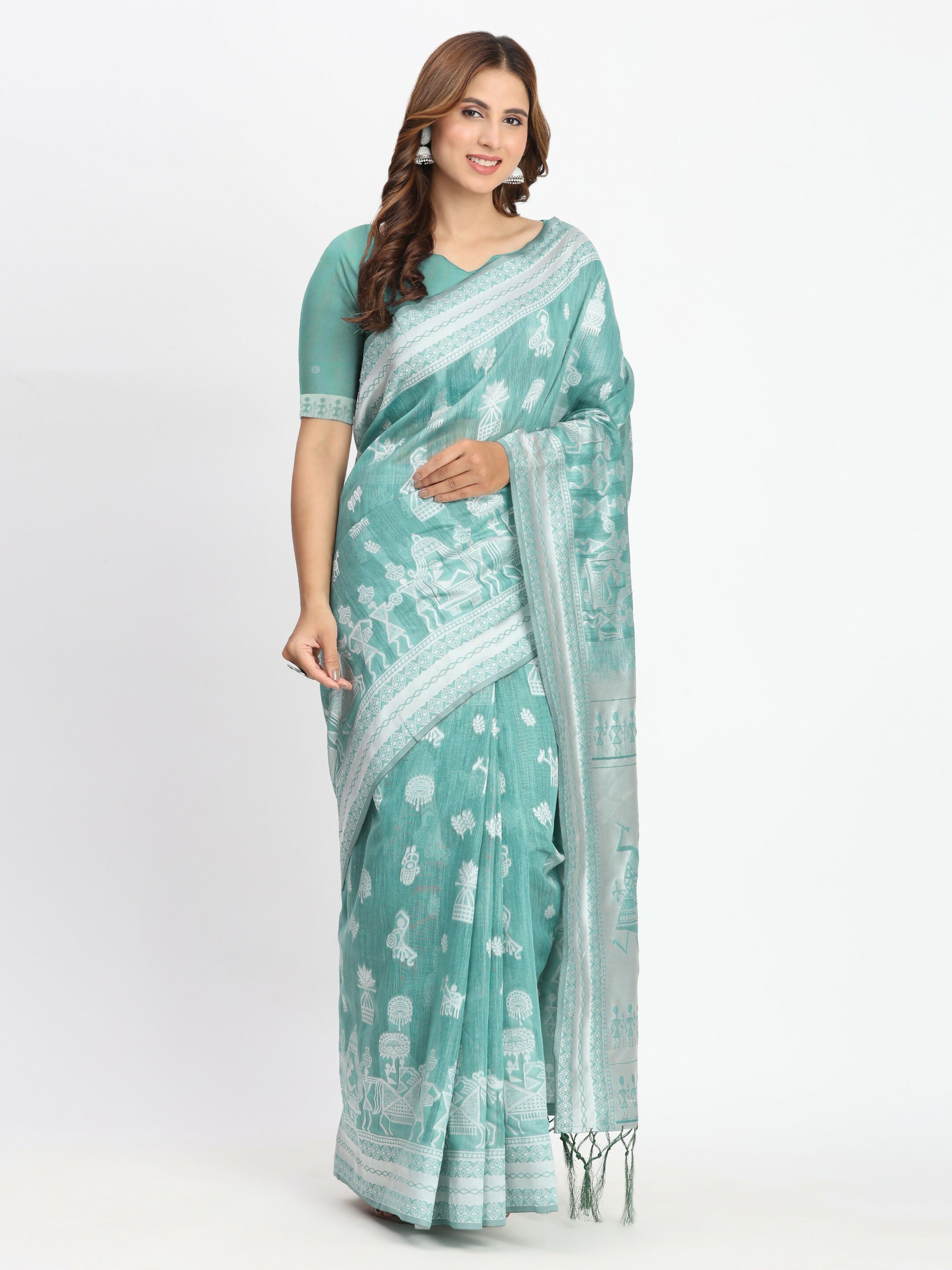 Mustard Linen Cotton Saree with Matching Blouse