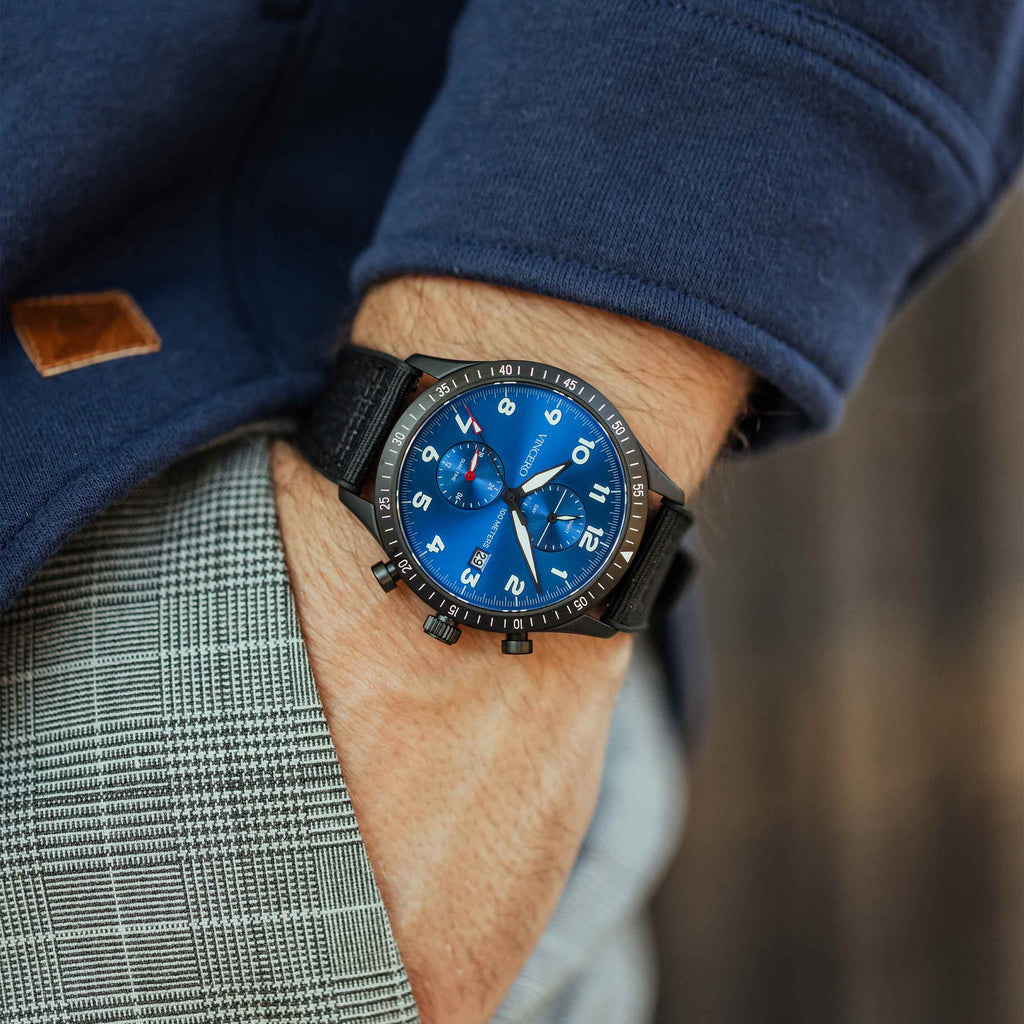 The Altitude Watch in Matte Black/Cobalt - 43mm Sporty Accessory