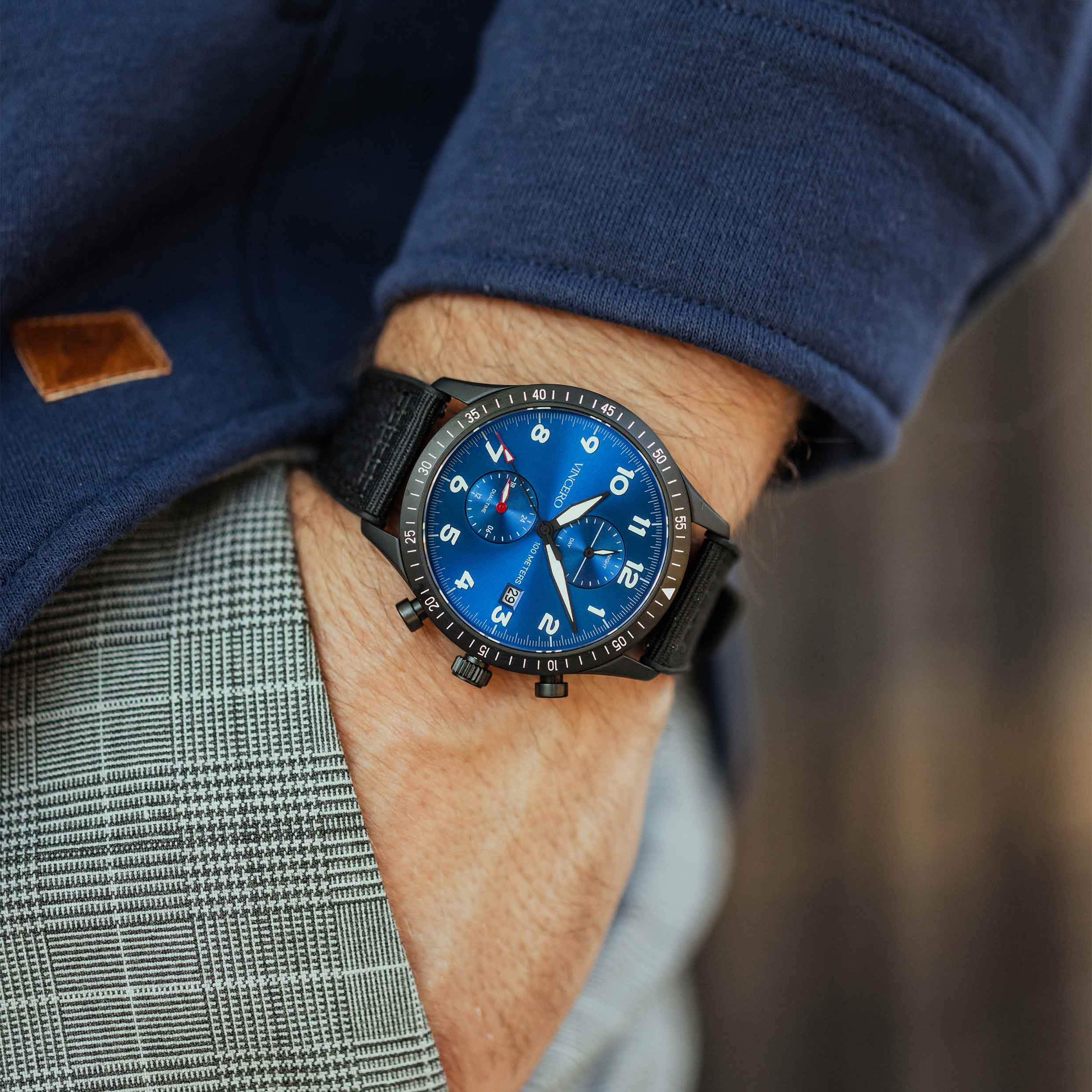 The Altitude Watch in Matte Black/Cobalt - 43mm Sporty Accessory