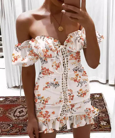 Women's Off-Shoulder Floral Vacation Dress