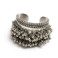 Handcrafted oxidised silver-plated cuff bracelet with ghungroo details