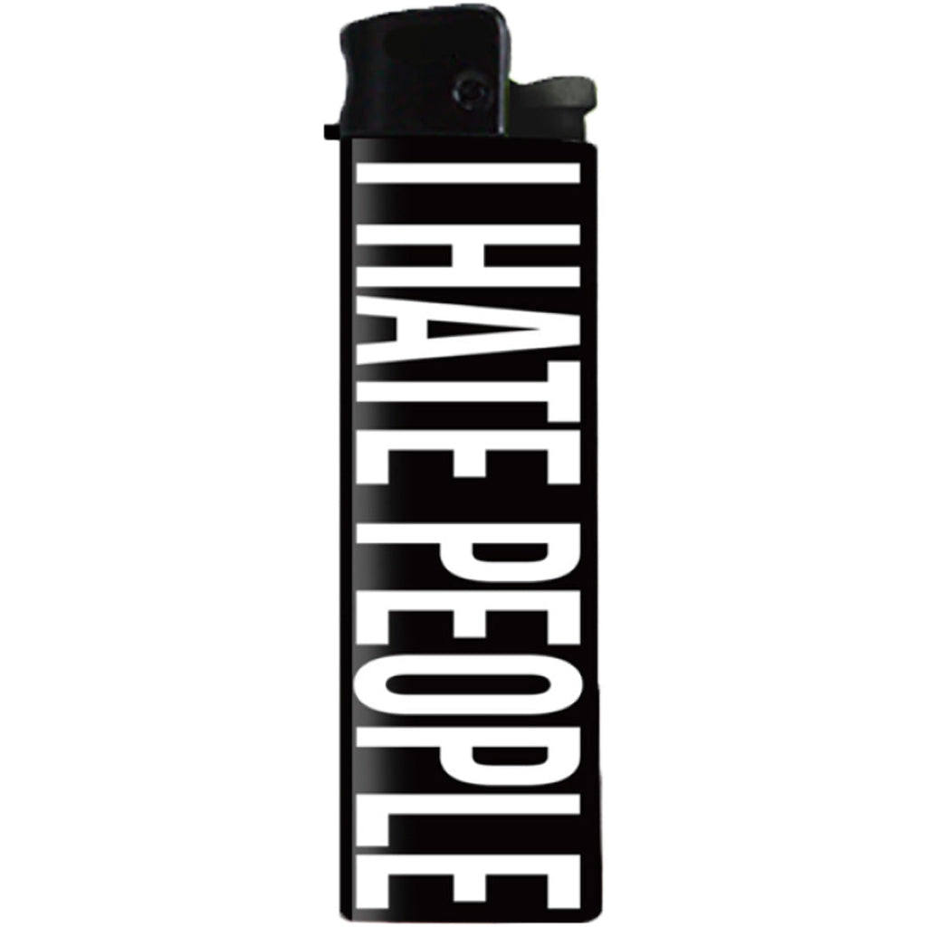 I Hate People disposable lighter with sarcastic graphic text on a sleek background