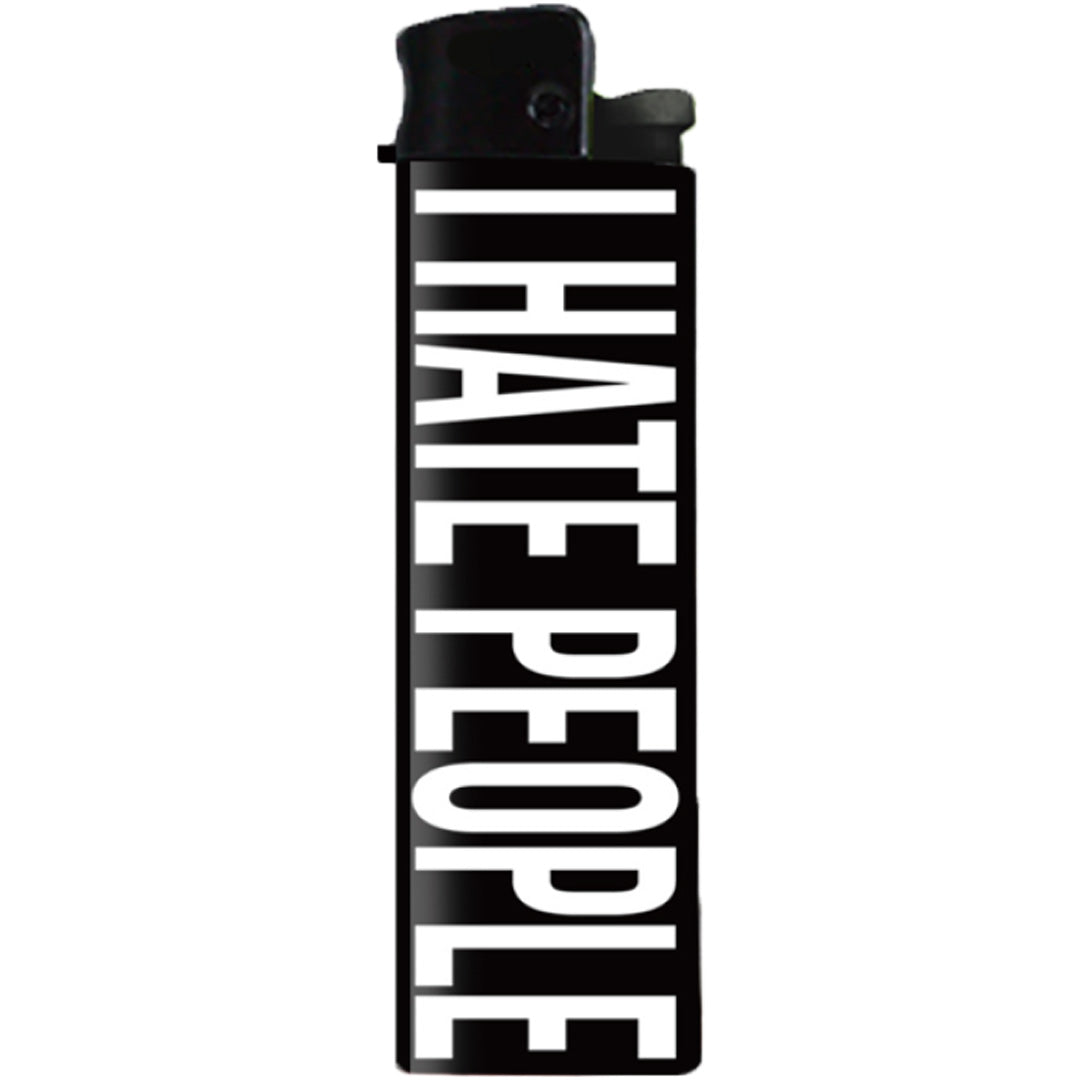 I Hate People disposable lighter with sarcastic graphic text on a sleek background