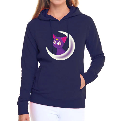 Women's Hooded Sweatshirt with Cute Cat Design
