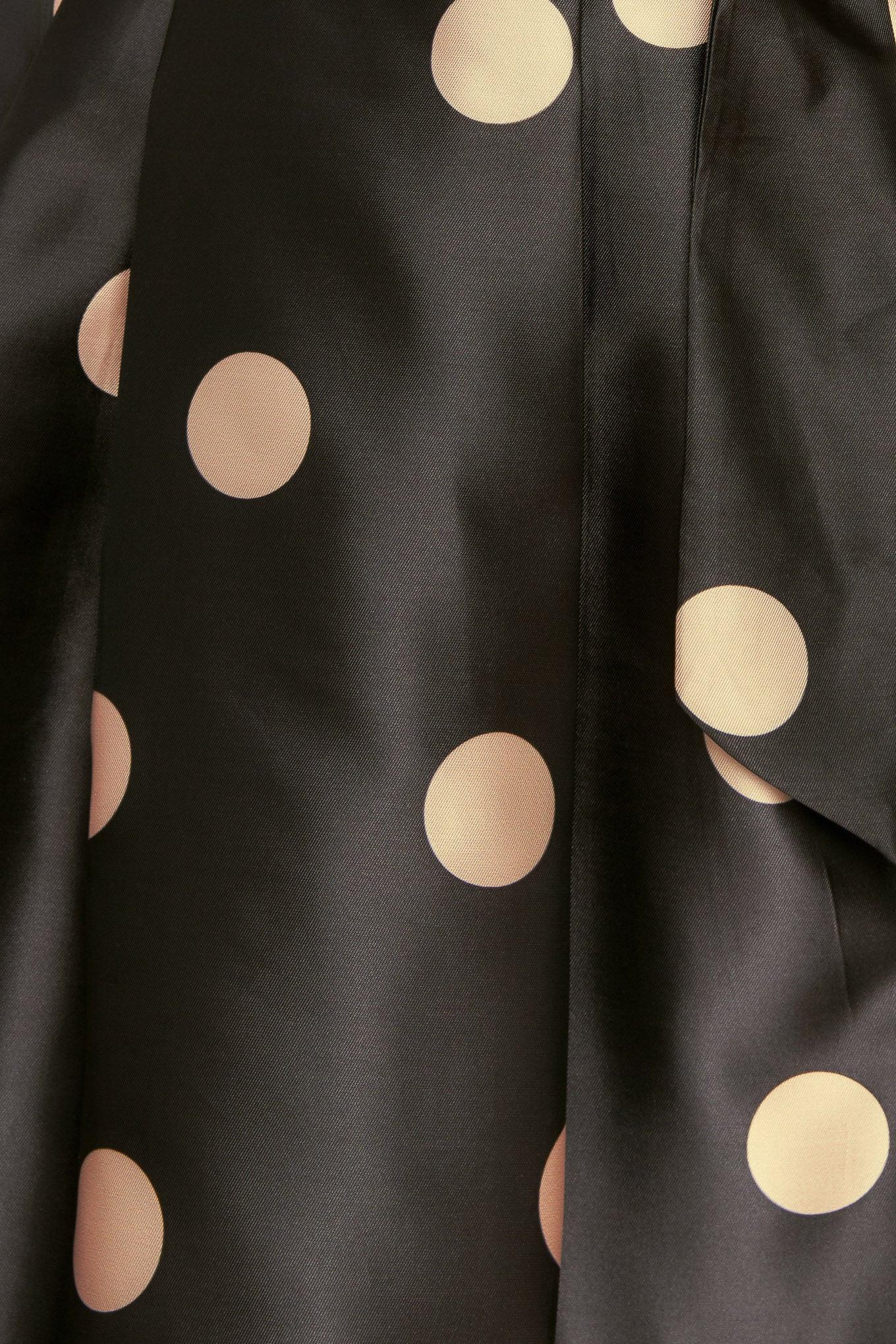 Black Polka Dot Woven Midi Skirt with Tie Waist - Image 6