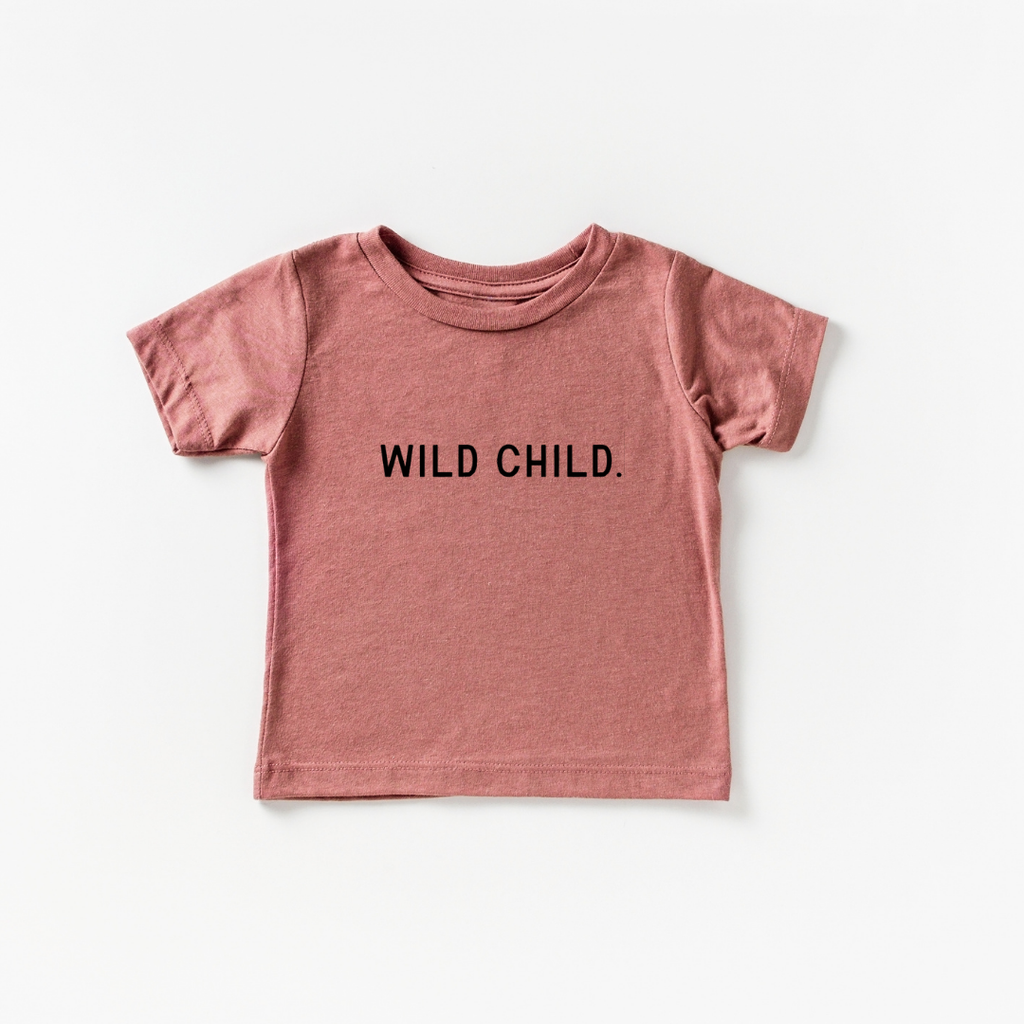 Wild Child Minimalist Graphic Kids Tee - Cotton Crew Neck