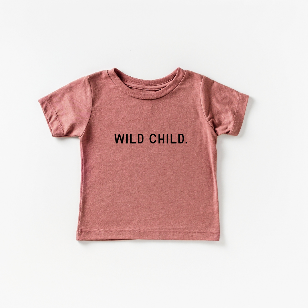 Wild Child Minimalist Graphic Kids Tee - Cotton Crew Neck