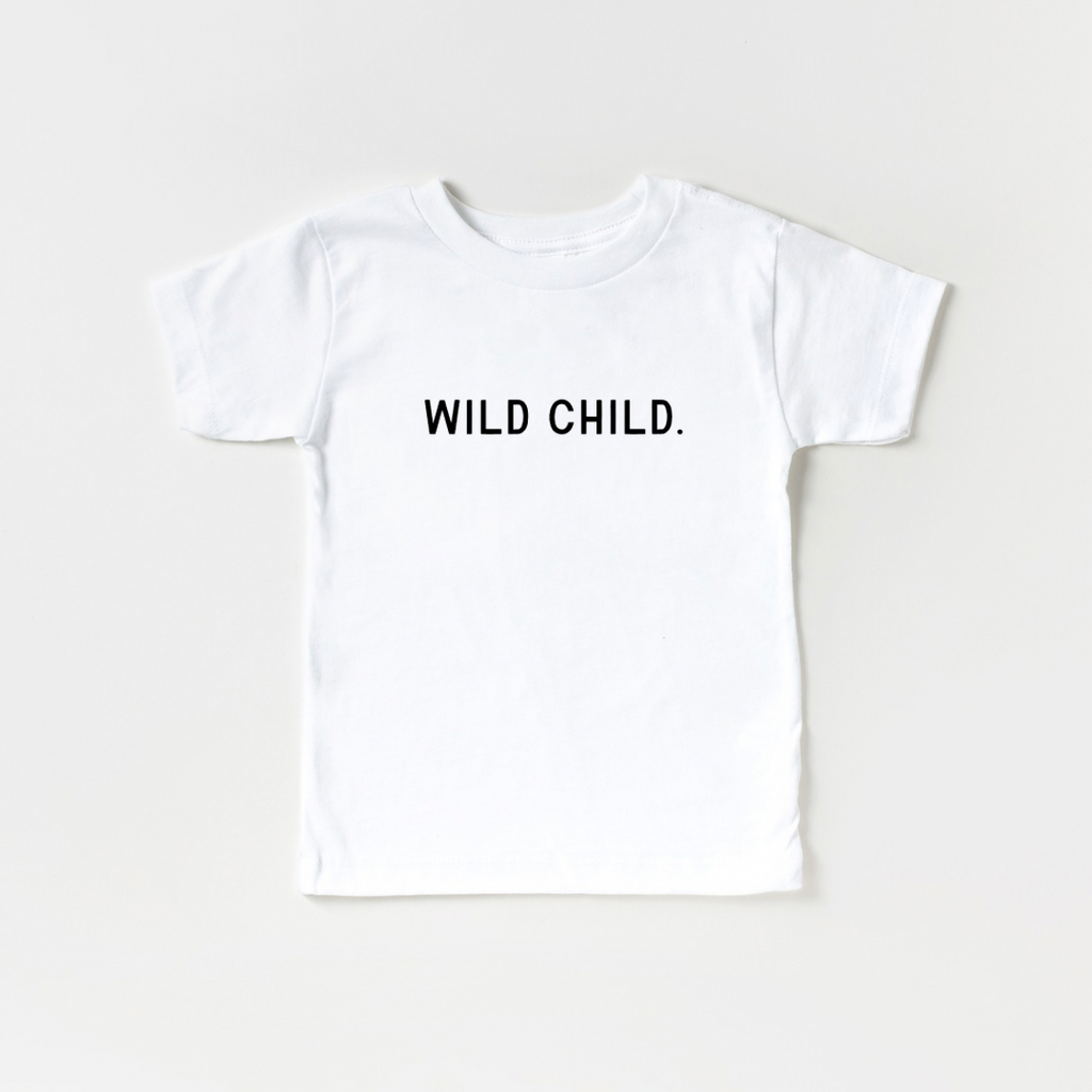 Wild Child Minimalist Graphic Kids Tee - Cotton Crew Neck