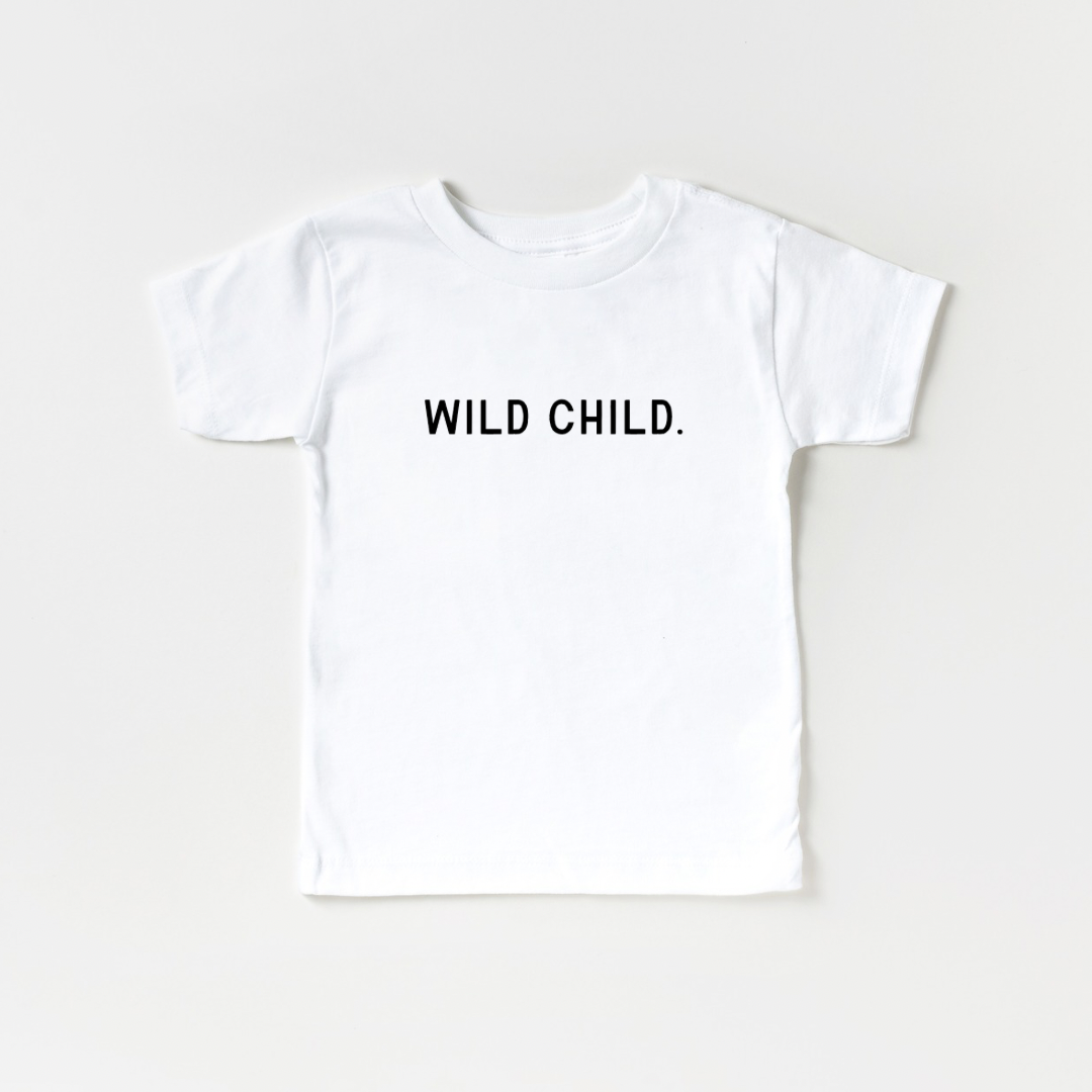Wild Child Minimalist Graphic Kids Tee - Cotton Crew Neck