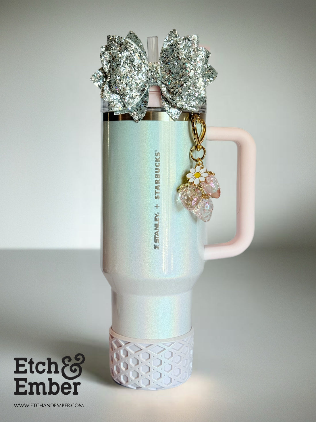 Light Pink Strawberry Charm - Tumbler Handle Charm