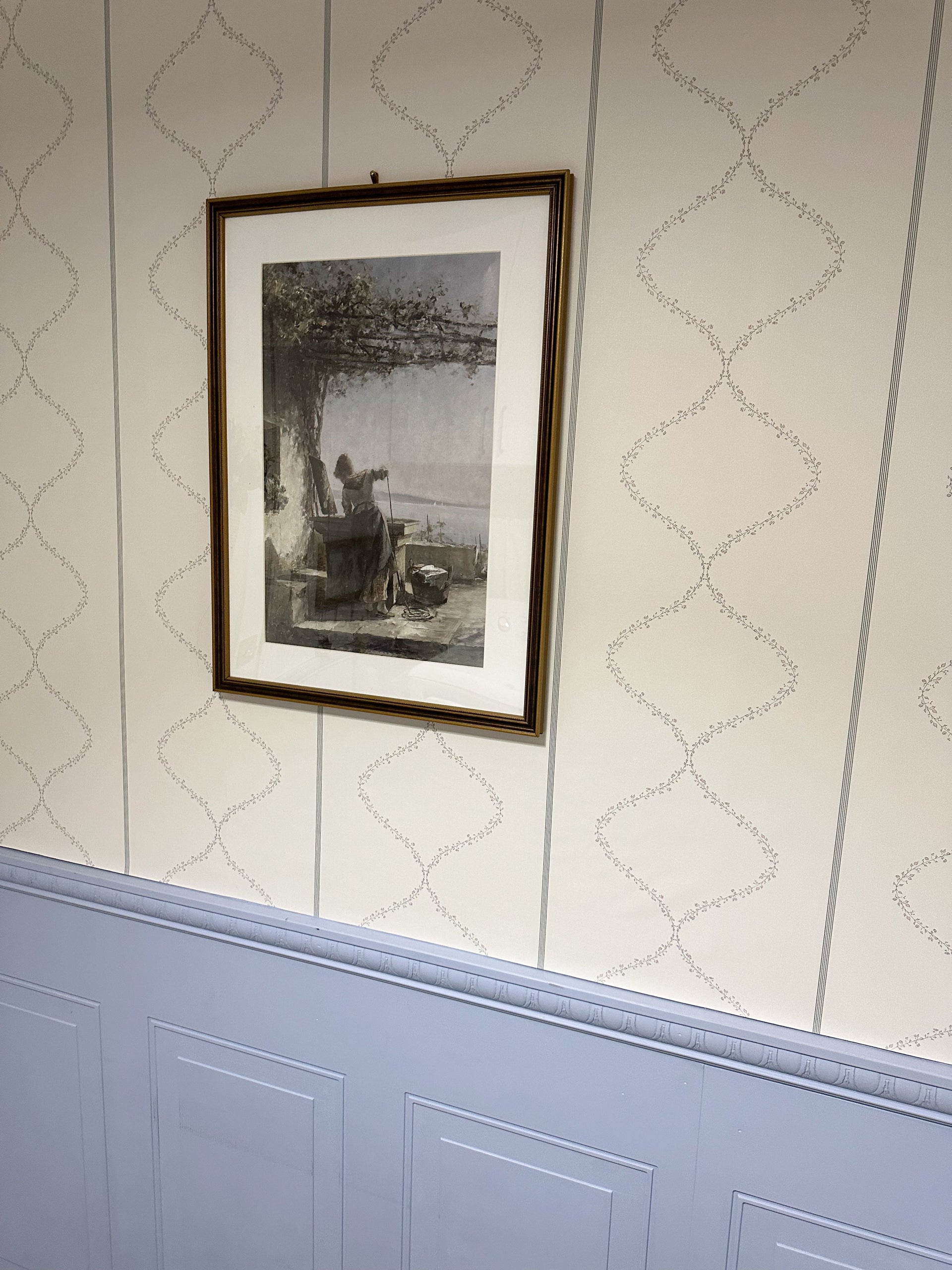 Maeve Geometric Wallpaper - Cream & Grey-Blue Traditional