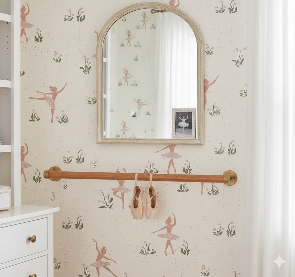 Allegra Whimsical Wallpaper - Cream, Dusty-Rose, and Sage-Green