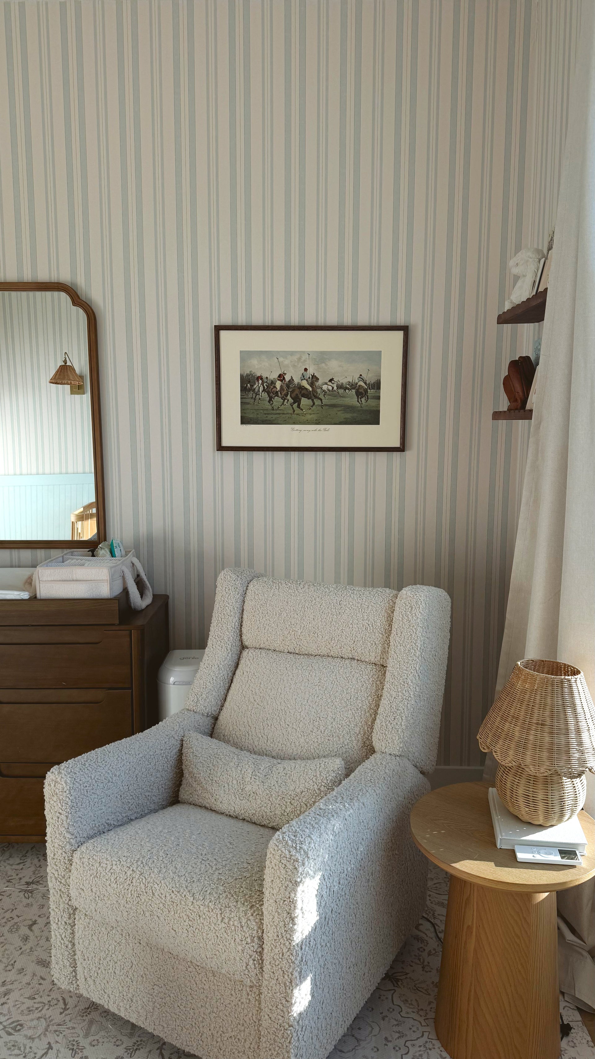 Joey Striped Removable Wallpaper in Light Blue & Cream