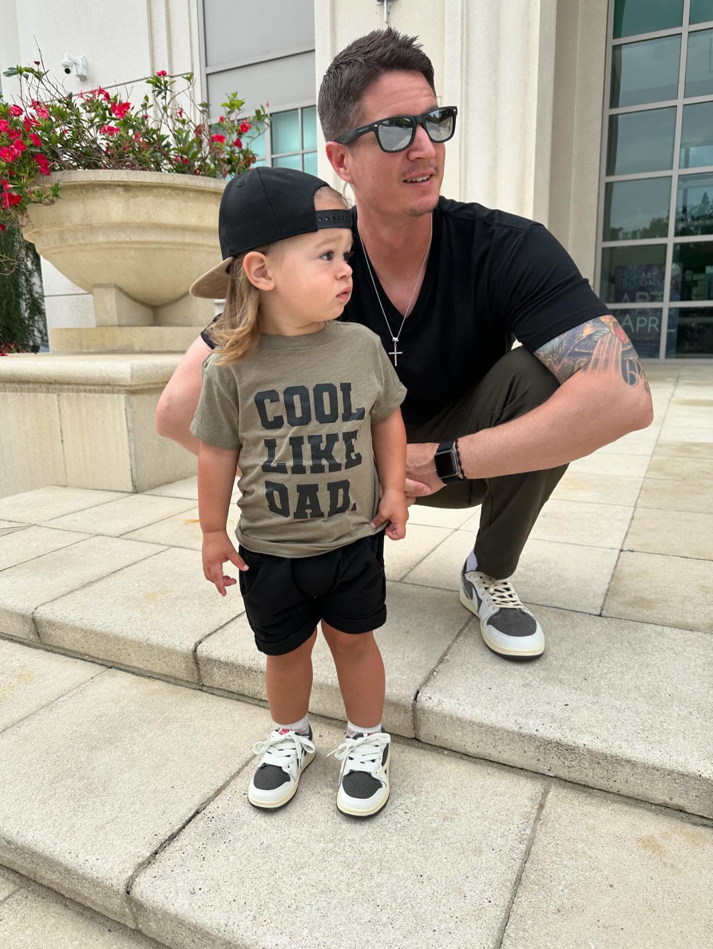 Cool Like Dad Black on Green Graphic Crew Neck Tee