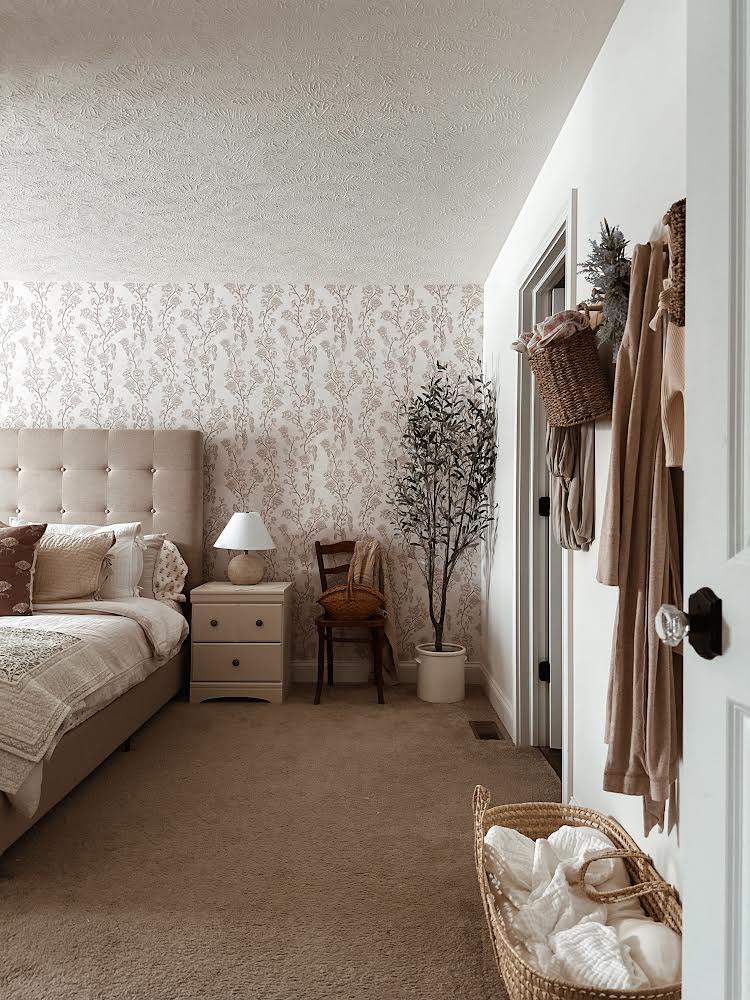 Marina Floral Removable Wallpaper in Sage-Green and Blush-Pink