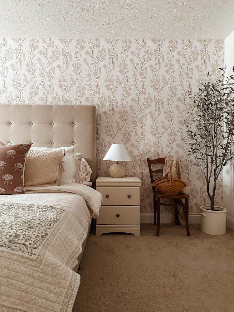 Marina Floral Removable Wallpaper in Sage-Green and Blush-Pink