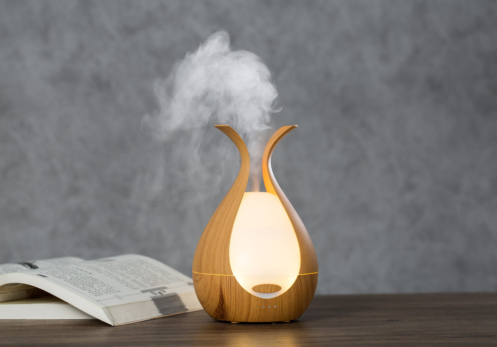 Wood Grain Ultrasonic Essential Oil Diffuser with LED Light - Image 3