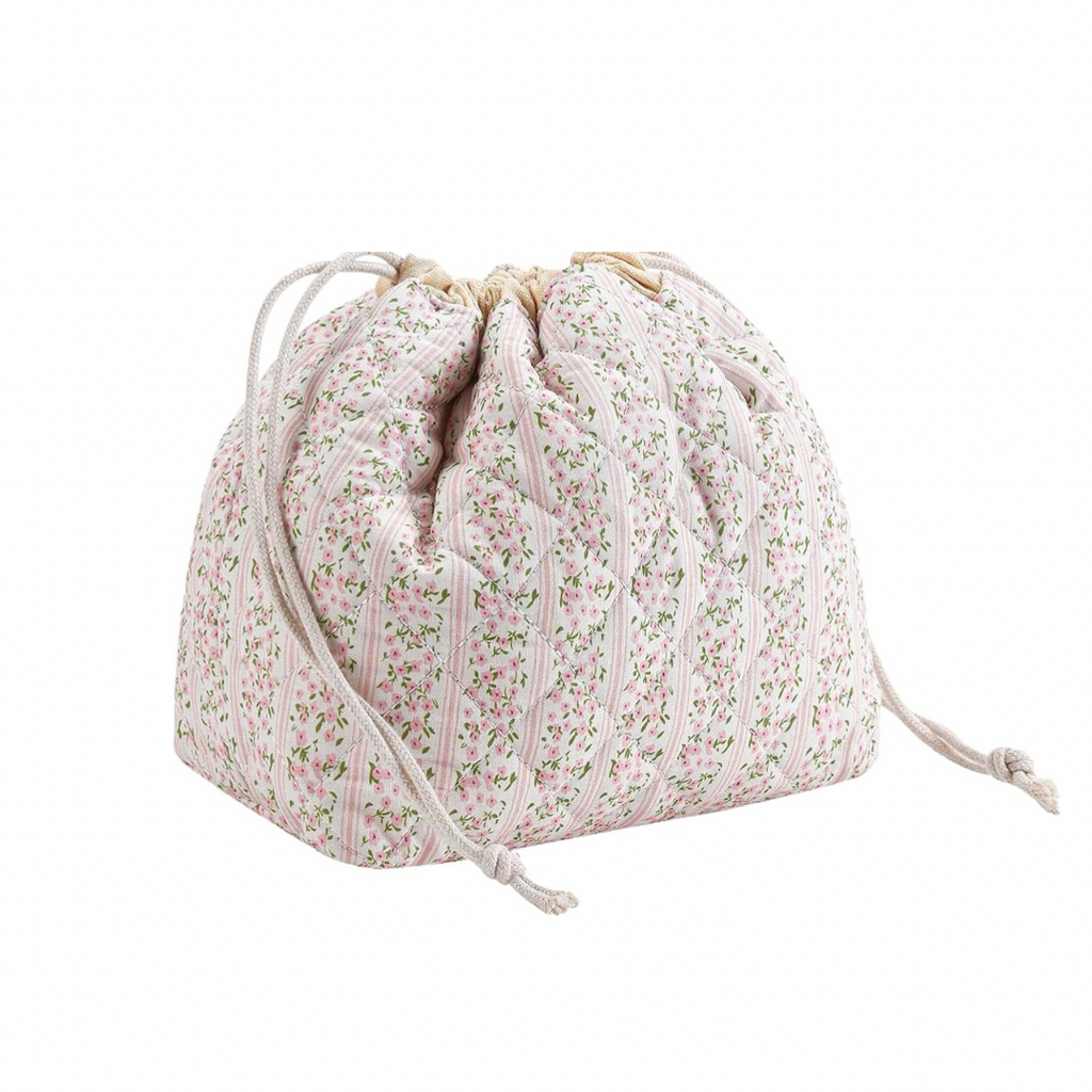 Pink Ditsy Floral Drawstring Pouch