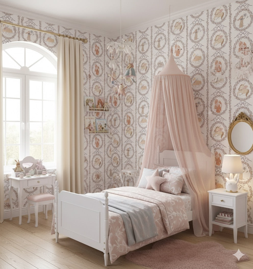 Layce patterned peel and stick removable wallpaper on a modern living room wall