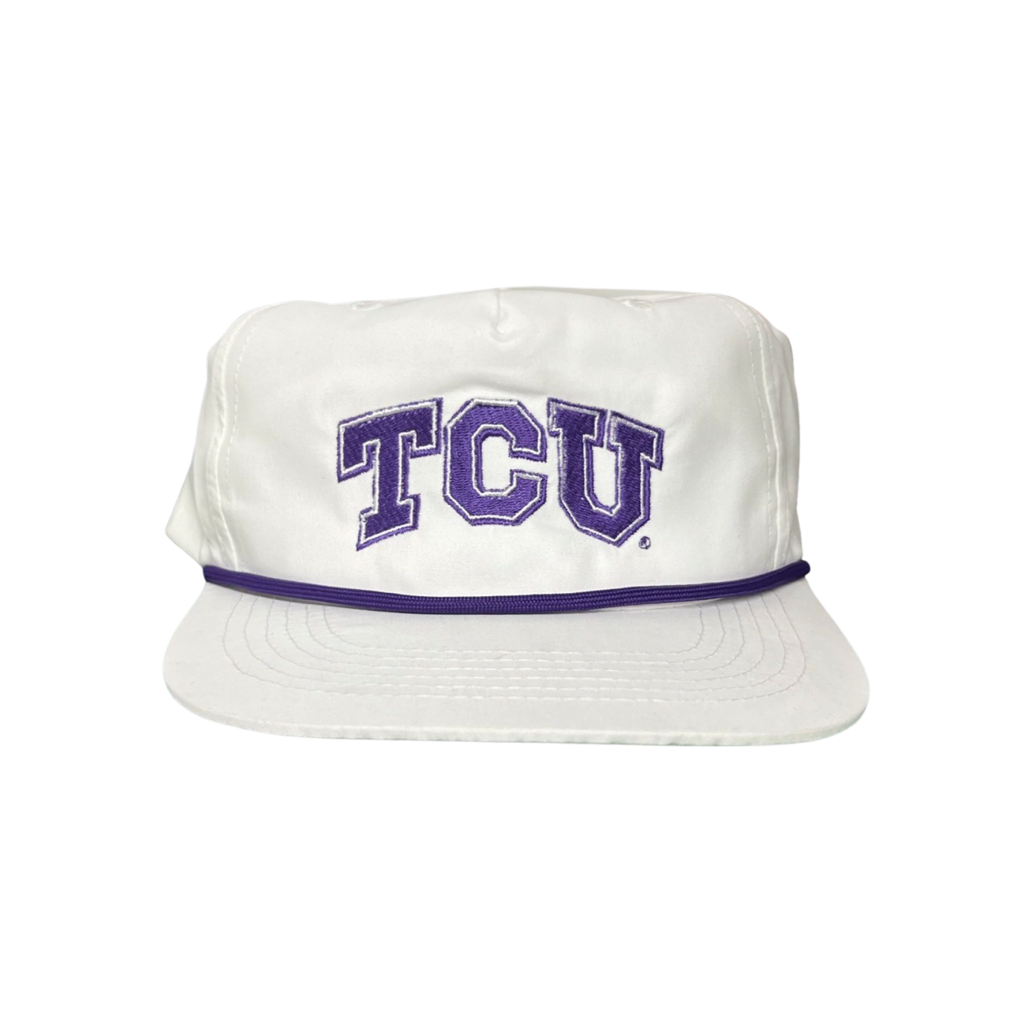 TCU Logo Embroidered Snapback Hat - White and Purple Unisex Cap