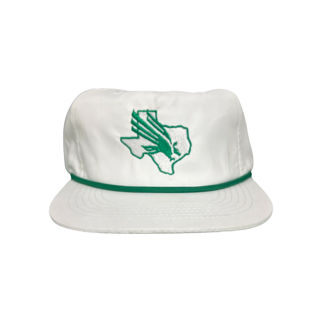 University of North Texas diving eagle snapback hat in green and white with mesh back.