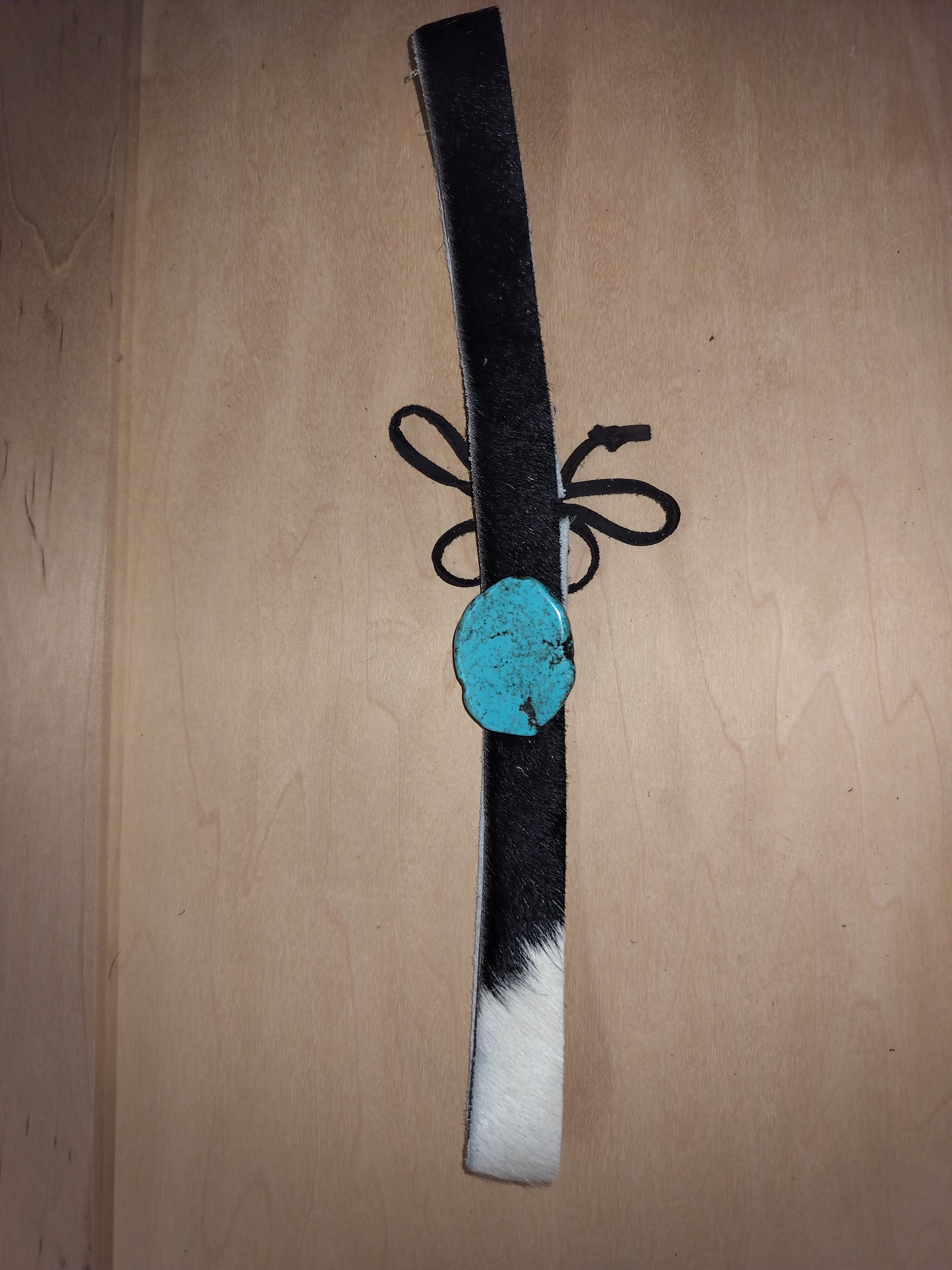 Spotted Brown Hair-on-Hide Leather Hat Band Only 984c