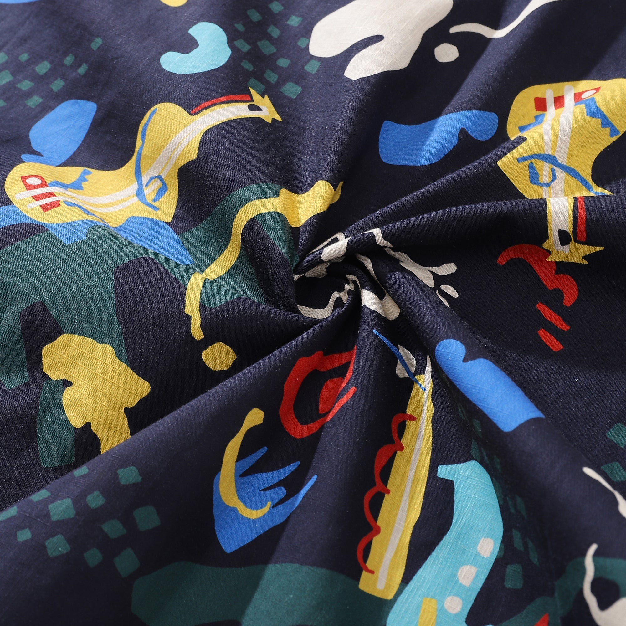 Men's Vintage Jazz Club Camp Collar Shirt - Abstract Cotton Print