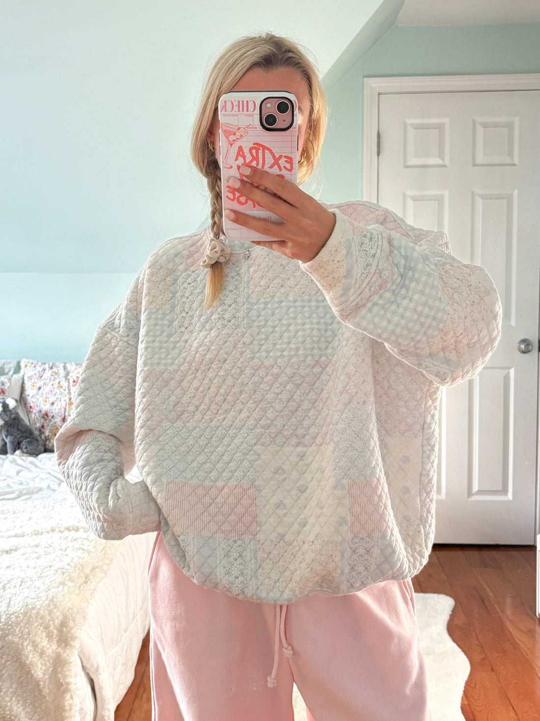 Shades Of Blue Quilted Pastel Mockneck Sweatshirt Unisex