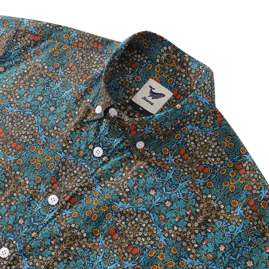 Men's Vintage Tulip Floral Print Aloha Shirt - Cotton Short Sleeve