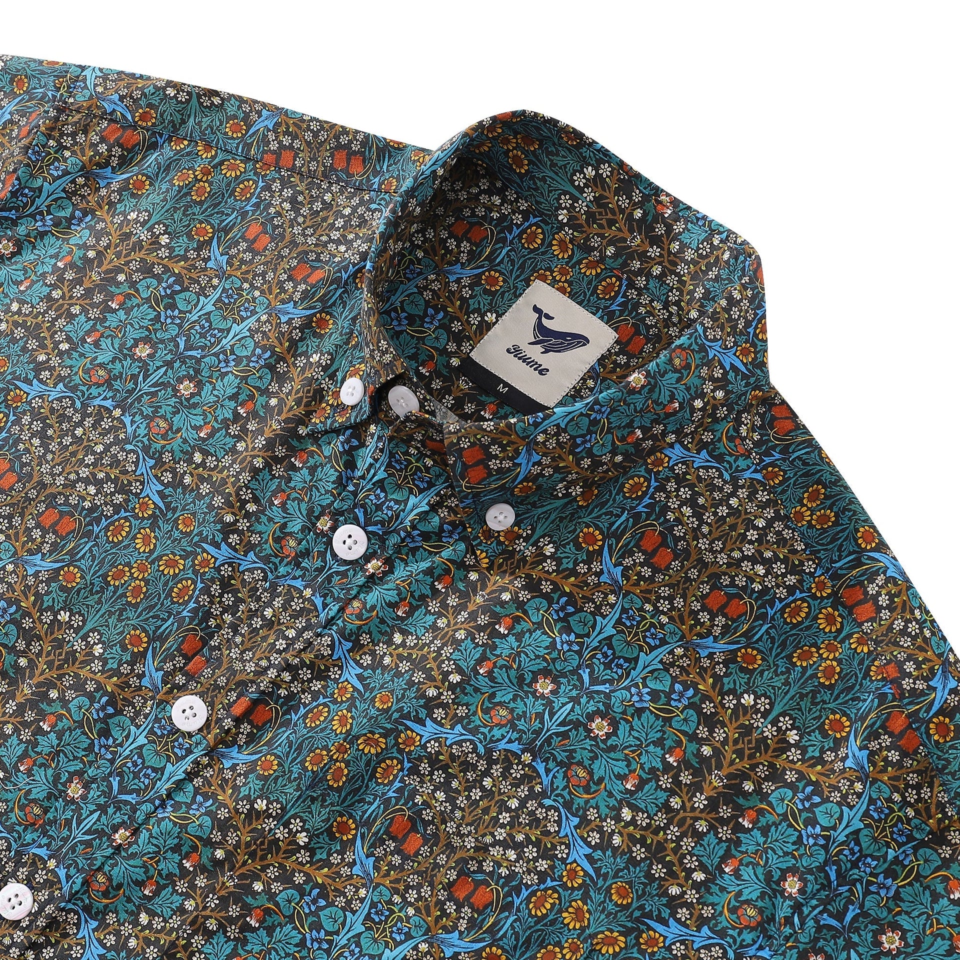 Men's Vintage Tulip Floral Print Aloha Shirt - Cotton Short Sleeve