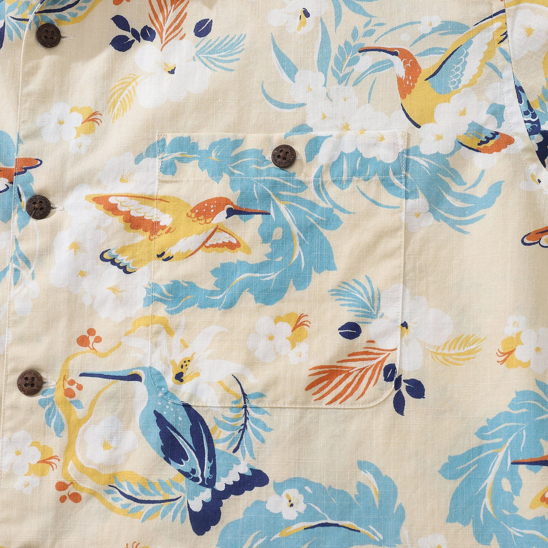 Men's White Hummingbird Hawaiian Shirt 100% Cotton Short Sleeve