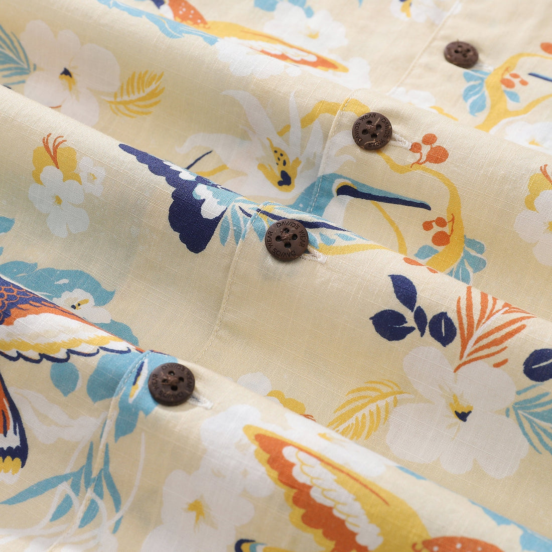 Men's White Hummingbird Hawaiian Shirt 100% Cotton Short Sleeve