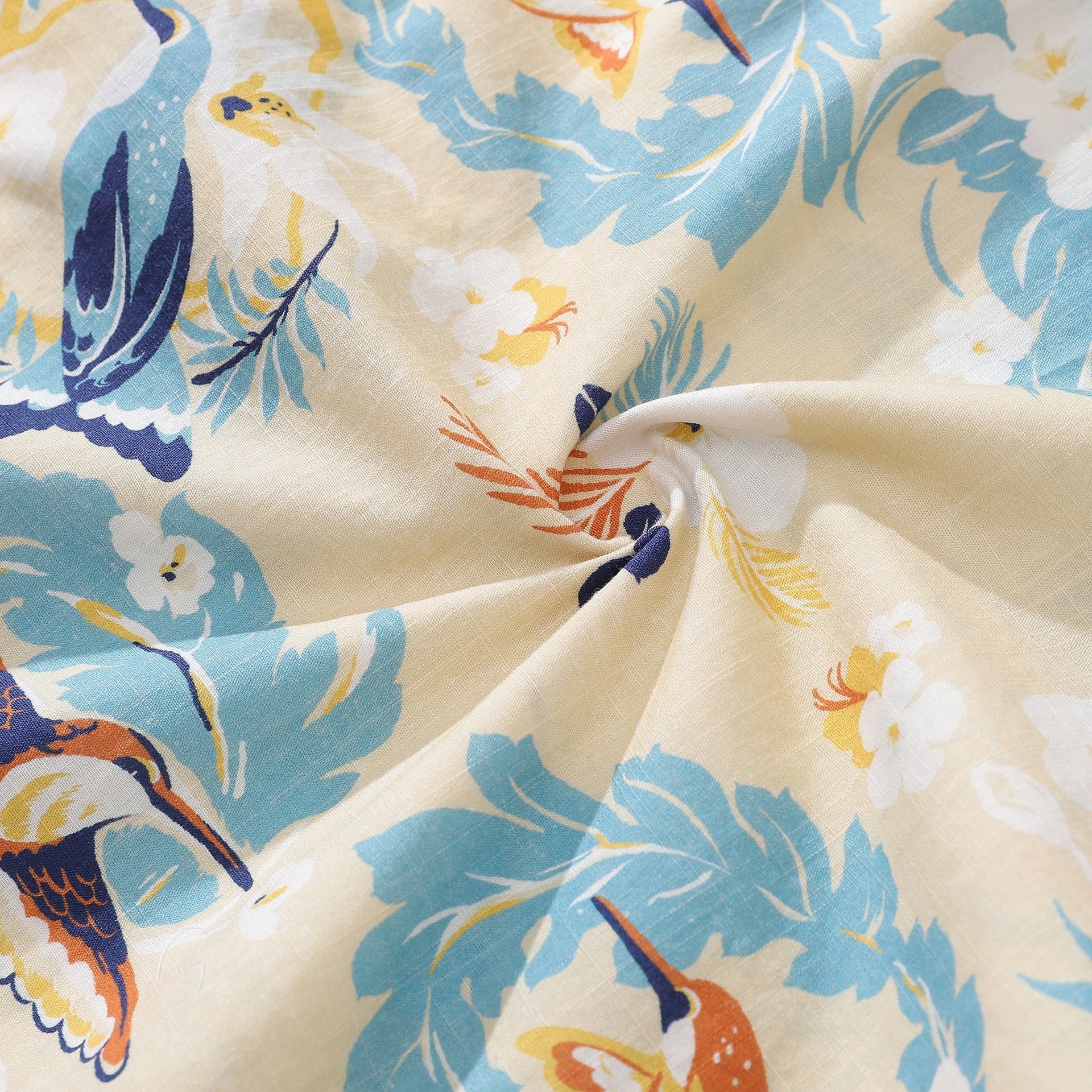 Men's White Hummingbird Hawaiian Shirt 100% Cotton Short Sleeve