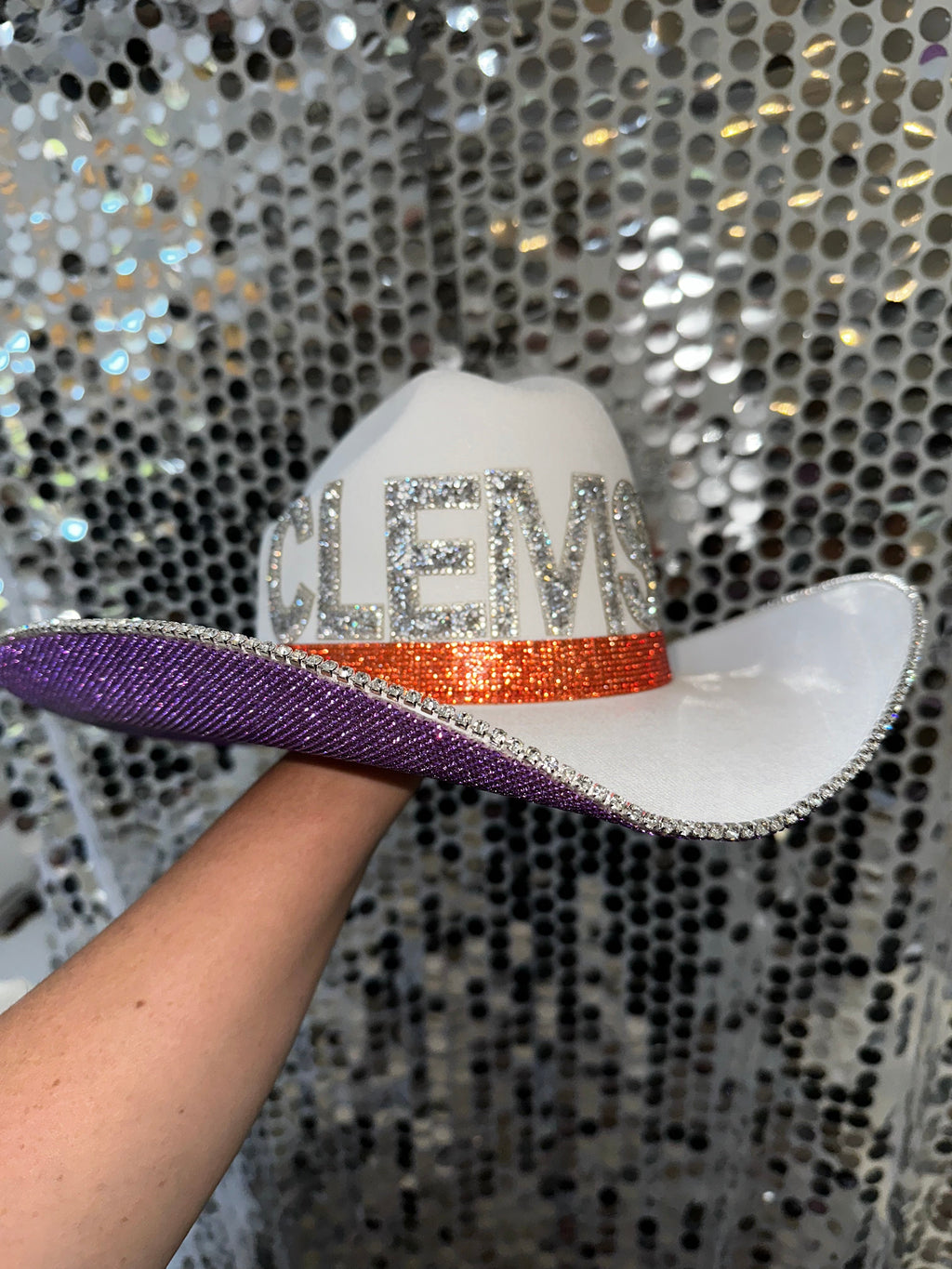 Clemson Tigers sporty glamorous hat in orange, white, purple, and silver