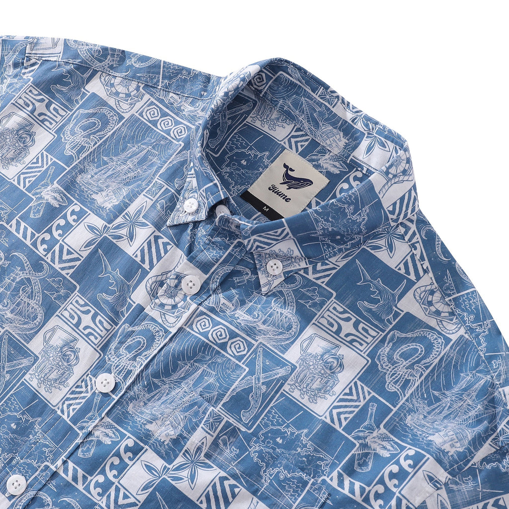 Men's Pirate Adventure Print Cotton Short Sleeve Hawaiian Shirt