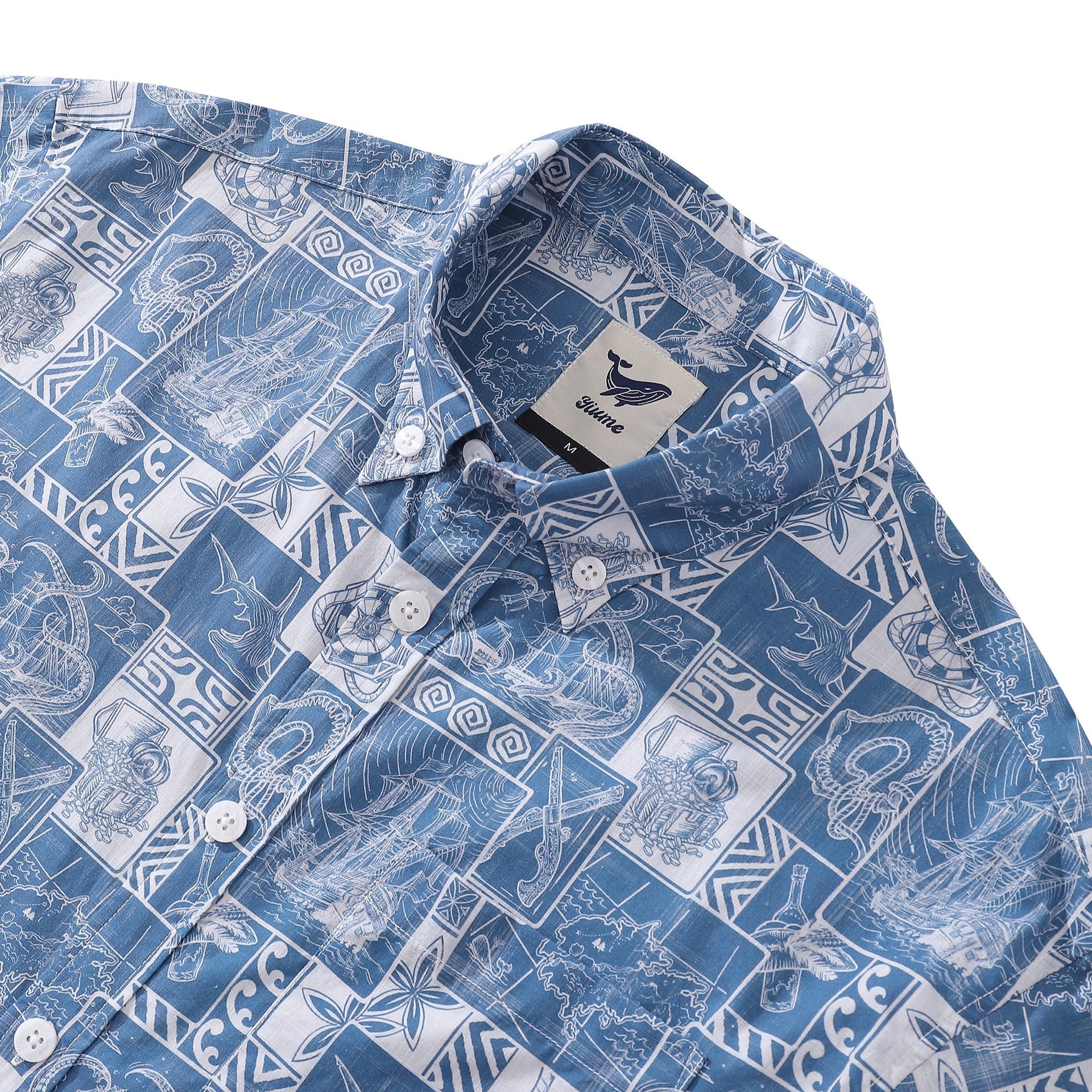 Men's Pirate Adventure Print Cotton Short Sleeve Hawaiian Shirt