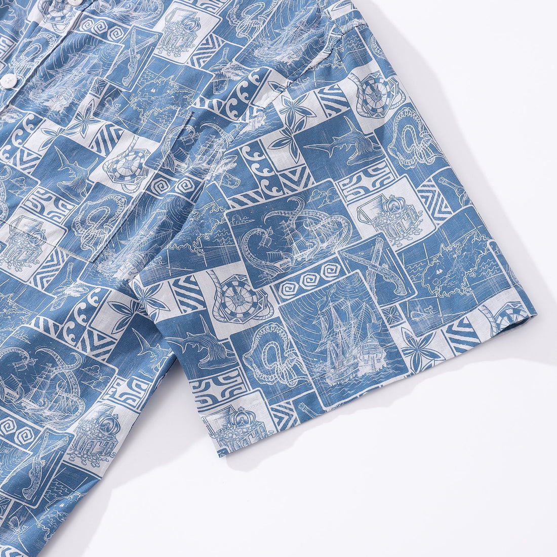 Men's Pirate Adventure Print Cotton Short Sleeve Hawaiian Shirt