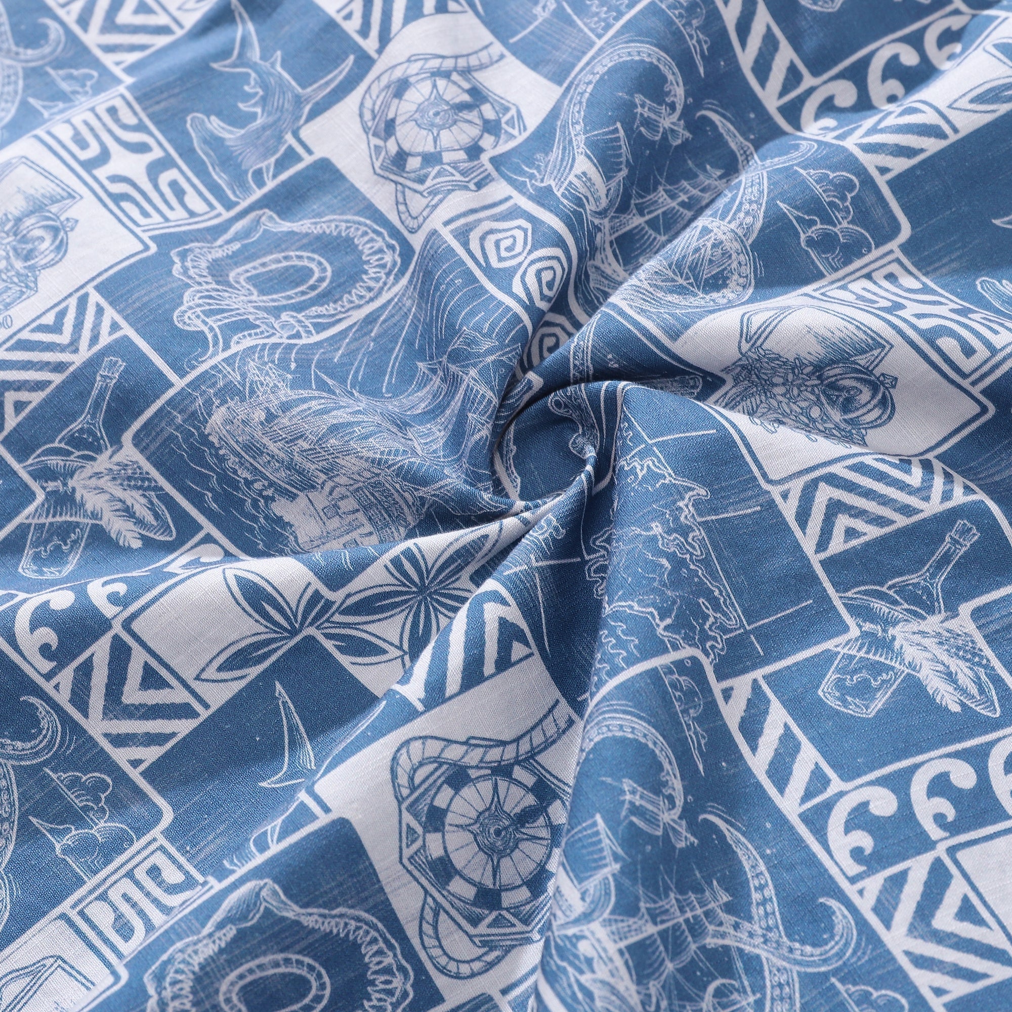 Men's Pirate Adventure Print Cotton Short Sleeve Hawaiian Shirt