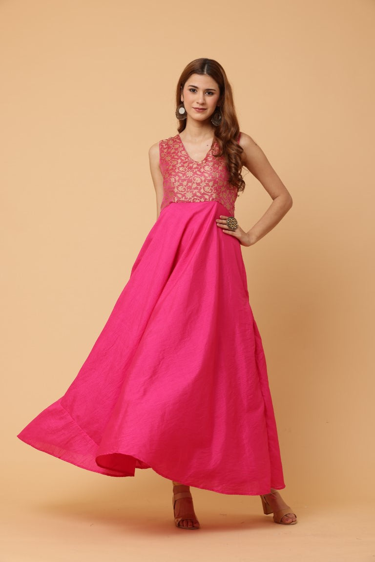 Pink Sleeveless Anarkali Dress - Elegant Traditional Ethnic Wear