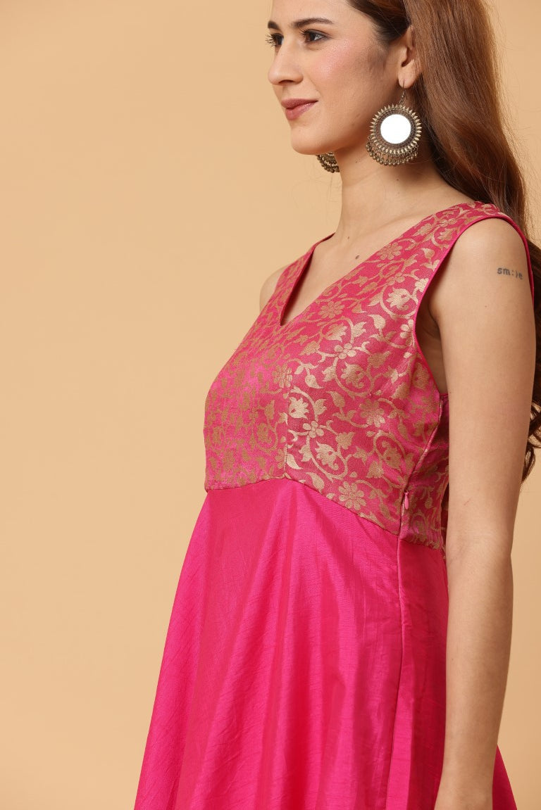 Pink Sleeveless Anarkali Dress - Elegant Traditional Ethnic Wear