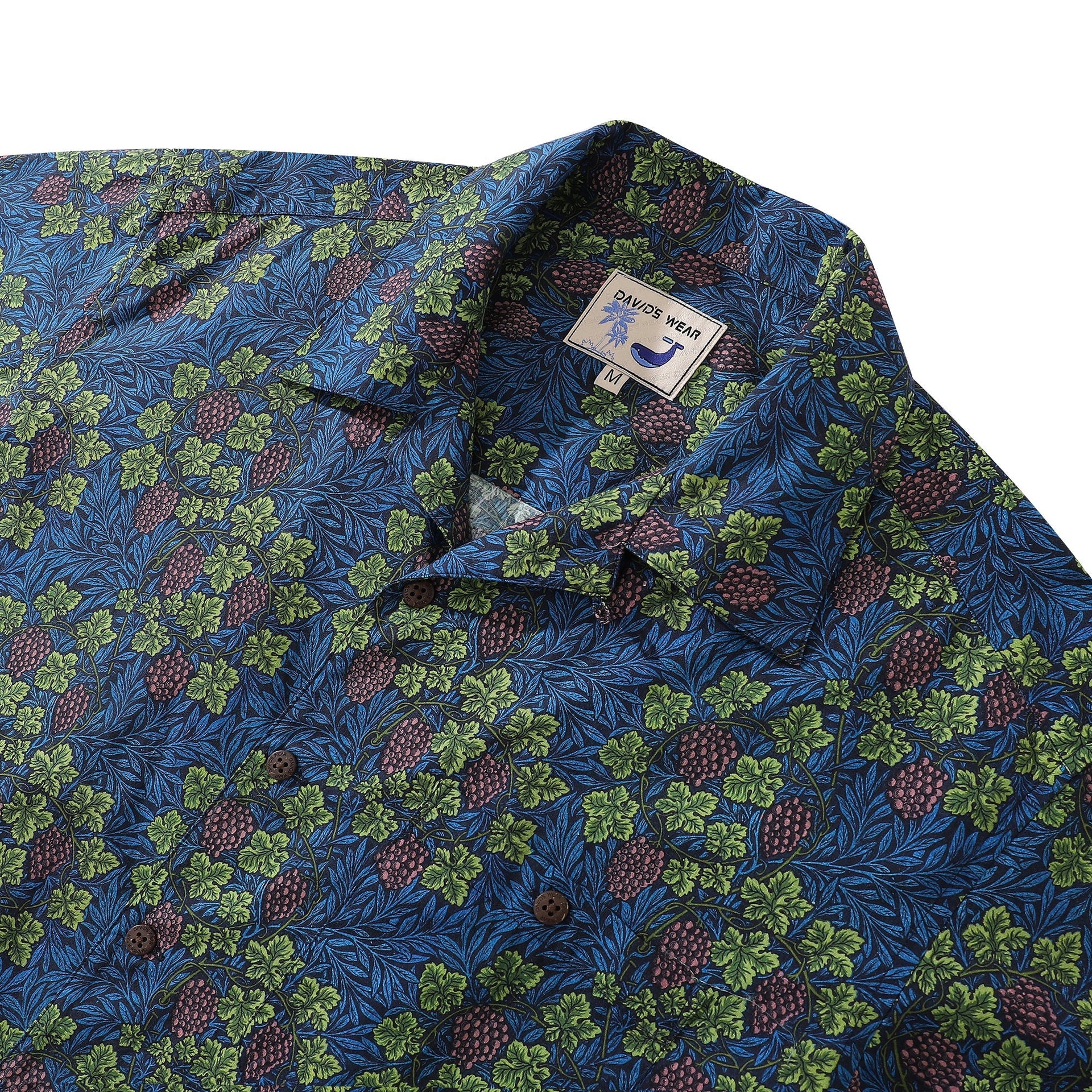 Men's Grapevine Print Short Sleeve Camp Collar Cotton Shirt