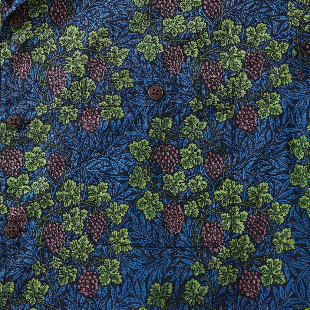 Men's Grapevine Print Short Sleeve Camp Collar Cotton Shirt